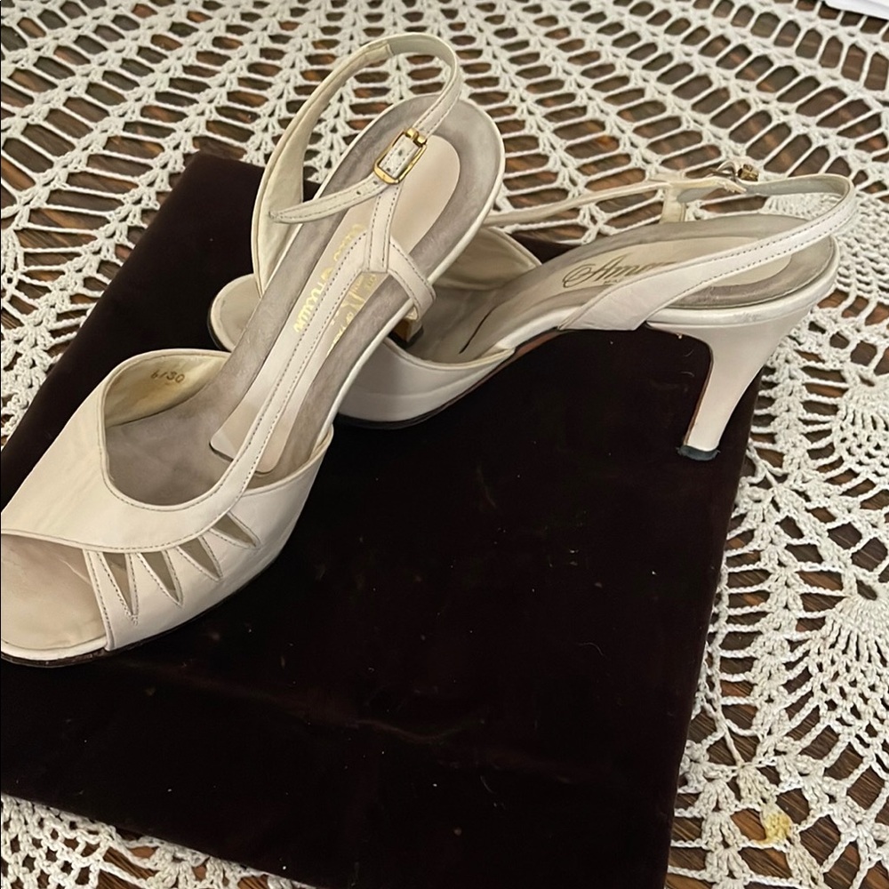 Off white heels made in USA by Paul alllan